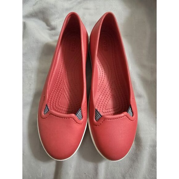 Crocs Citilane Slip On Ballerina Style Flats Size Women 7 Tomato Red - Picture 1 of 5